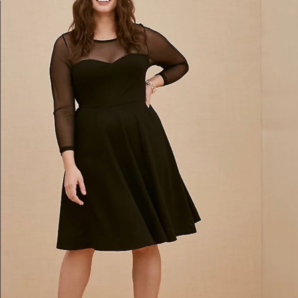 Torrid Black Sheer Neckline and Sleeves Dress 18